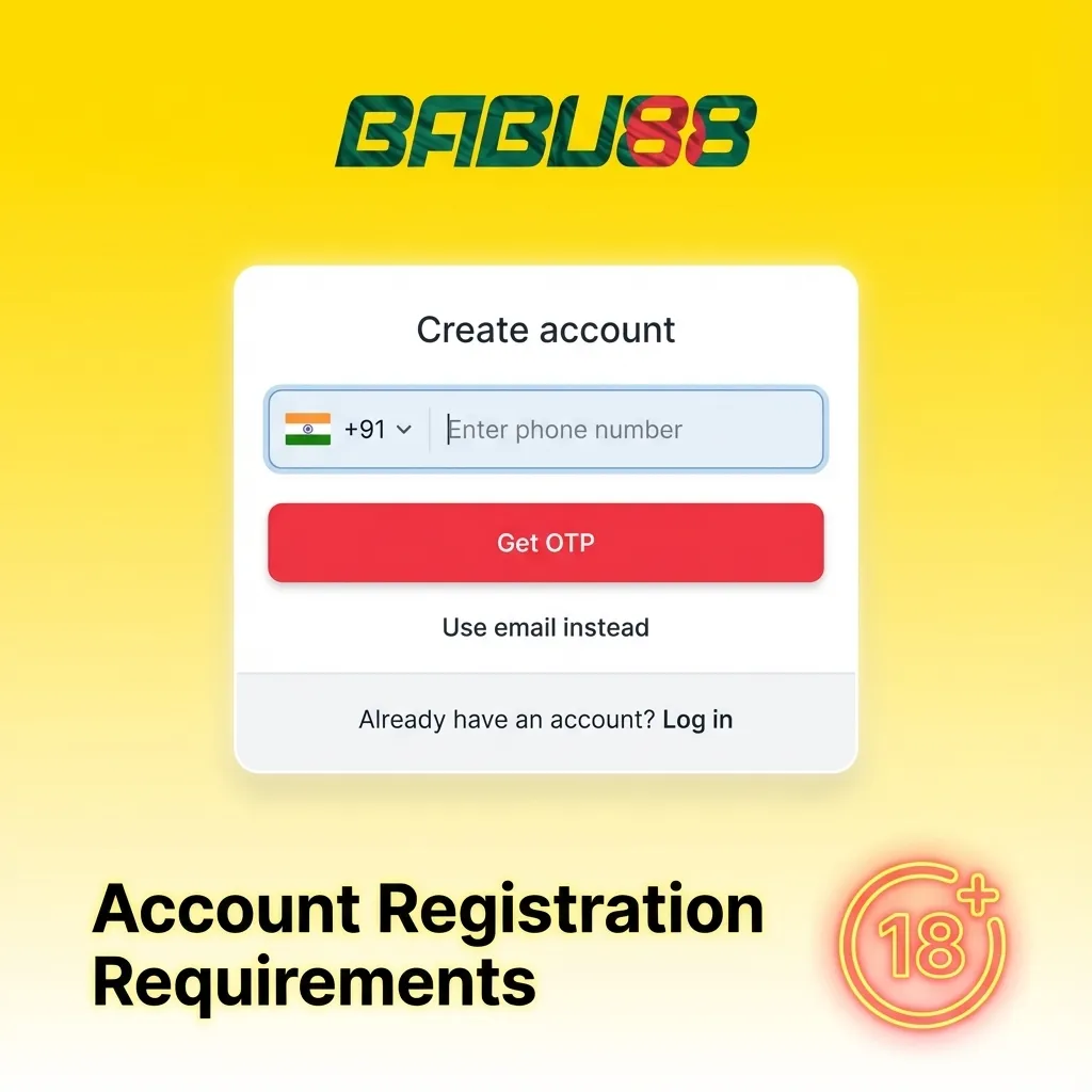 Babu88 account registration requirements list showing age, location, and verification rules for online gambling eligibility