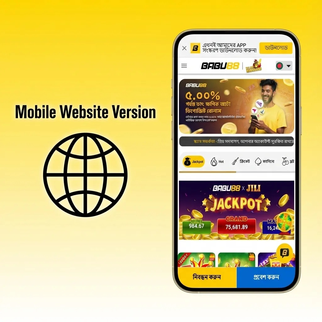 Babu88 mobile website interface showing responsive design with sports betting, casino games, and payment options