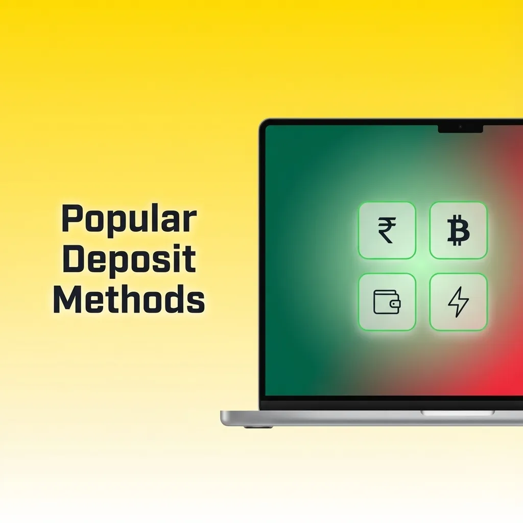 Icons showing UPI, PhonePe, Paytm, cards, and digital wallets as deposit options for Indian users on betting platform