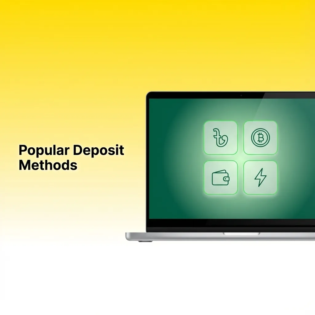 Diagram showing popular deposit methods in Bangladesh including bKash, Nagad, Rocket, bank transfers, and international cards