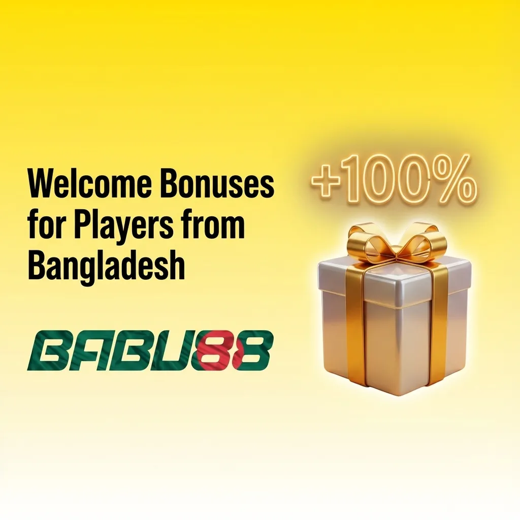 Babu88 welcome bonus offer showing 100% match up to 12,000 BDT for sports betting and casino games in Bangladesh