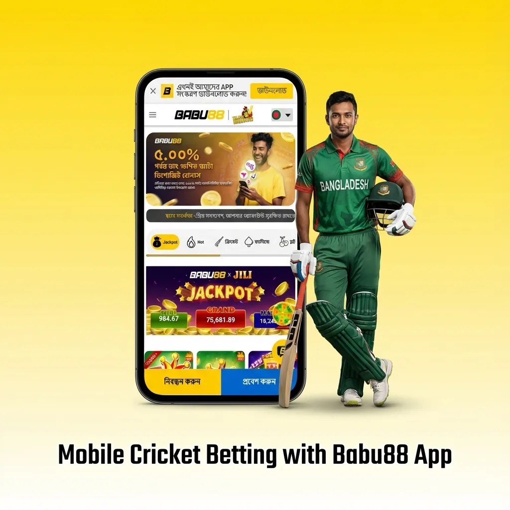 Babu88 mobile app interface showing cricket betting options on Android and iOS devices with live odds displayed