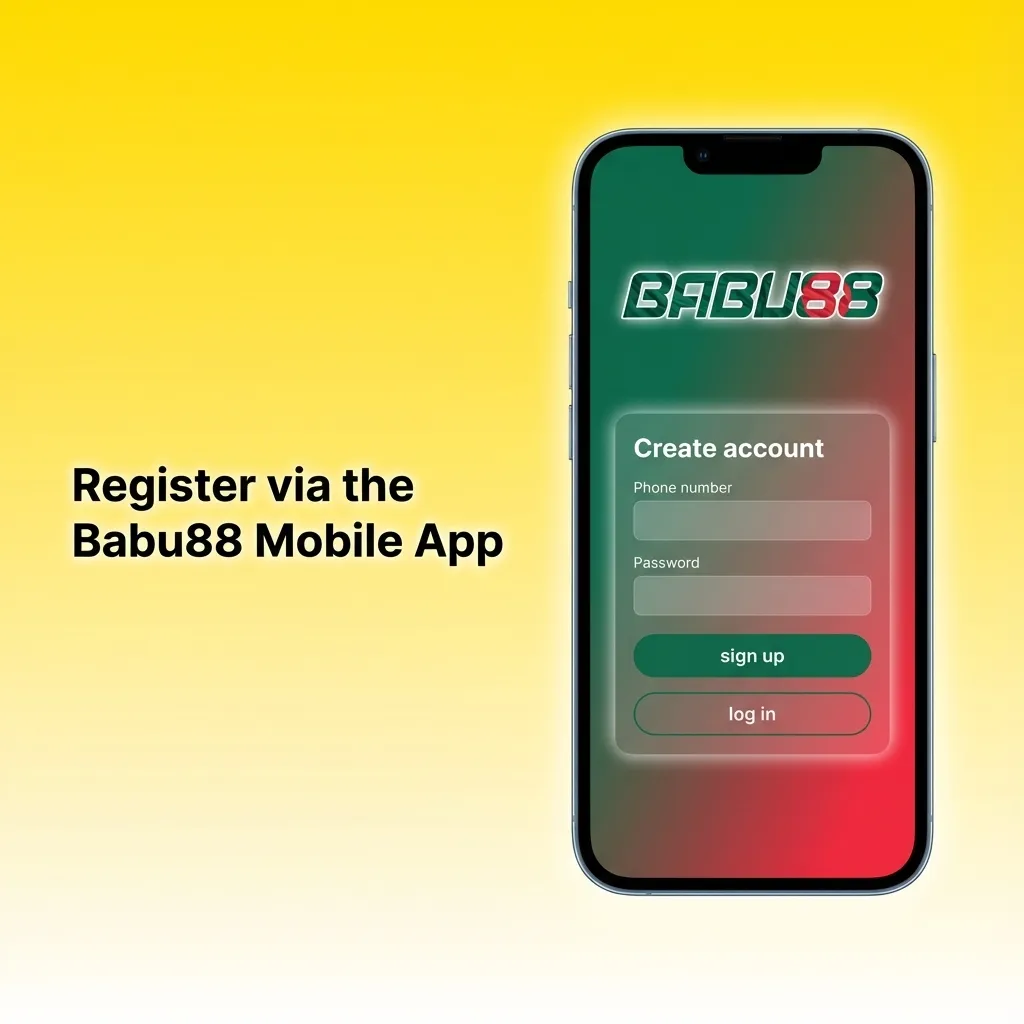 Person using smartphone to register on Babu88 mobile app with registration form displayed on screen